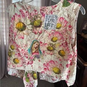 Magnolia Pearl Floral Vest with Pink and Yellow Accents